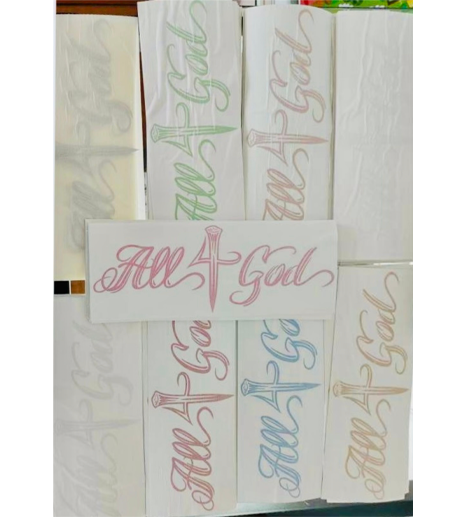 Vinyl Window Sticker Decals: 12 inch 'ALL 4 GOD' Signature Logo