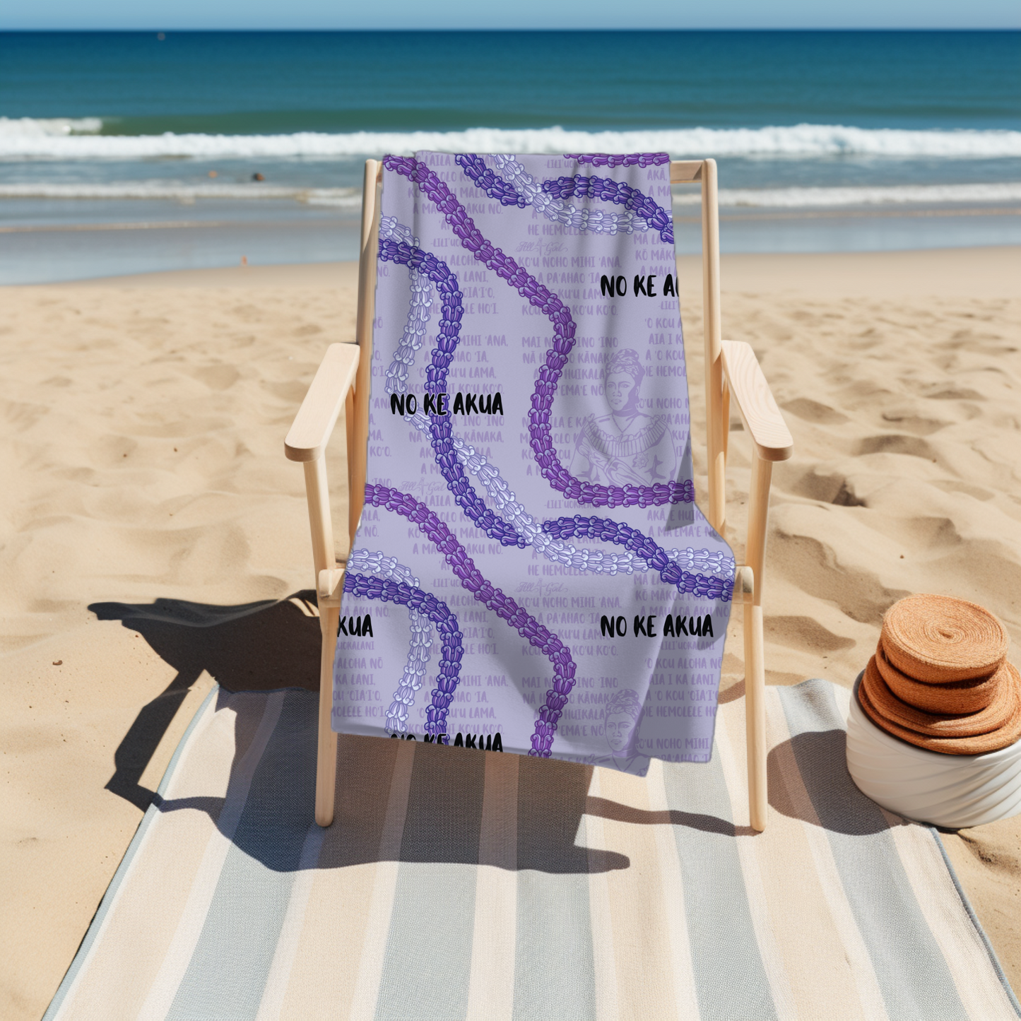 "Premium Queen Lili'uokalani Design Jumbo Beach Towel: Embodying Hawaiian Heritage and Resilience | Exclusive Tribute to Hawaii's Last Monarch"