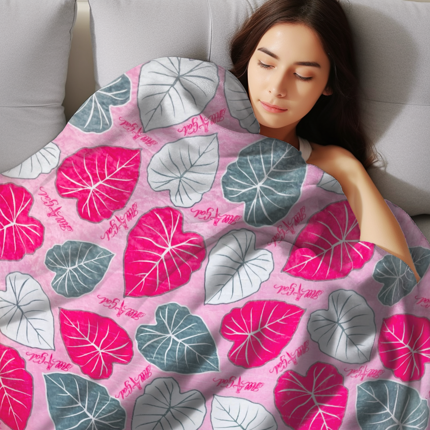 Pink Kalo Double-Sided Blanket