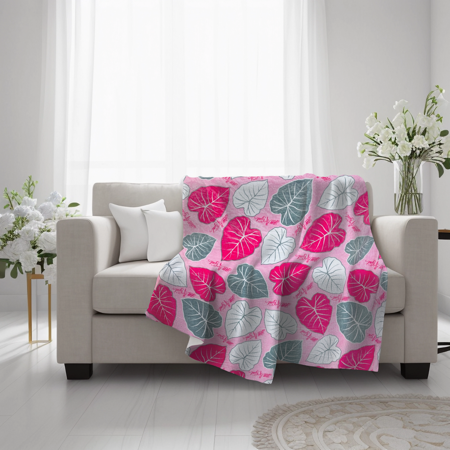 Pink Kalo Double-Sided Blanket