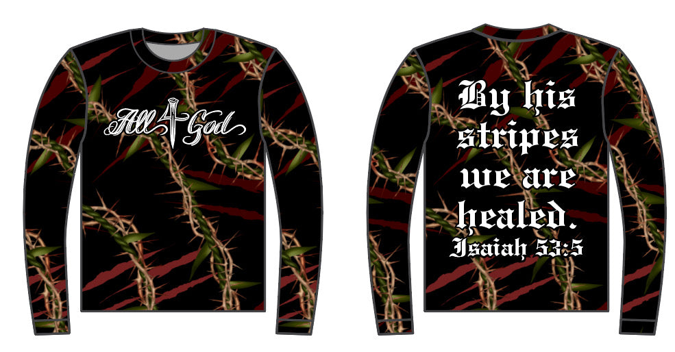 PRE-ORDER ONLY "By His Stripes We Are Healed"— Black Unisex Long Sleeve Shirt
