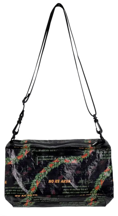 "Maile Ilima Medium Splashproof Crossbody Bag - 'No Ke Akua' Collection | Waterproof, Spacious & Symbolic | Explore 'With God All Things Are Possible' Scripture in 'Ōlelo Hawai’i.