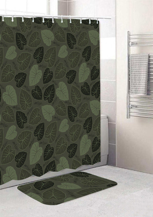 "Premium Kalo-Inspired Shower Curtain Set | Sustainable Hawaiian Elegance | Tradition Meets Modern Innovation"