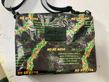 "Maile Ilima Medium Splashproof Crossbody Bag - 'No Ke Akua' Collection | Waterproof, Spacious & Symbolic | Explore 'With God All Things Are Possible' Scripture in 'Ōlelo Hawai’i.