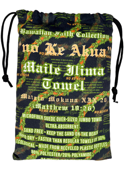 "Experience Luxury and Tradition: Exclusive All $ God Hawaii's Maile Ilima Microfiber Suede Towel - Honoring Hawaiian Heritage with Oversized Absorbency and Eco-Friendly Design"