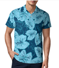 Hawaiian Polo Shirts for Men – Ocean Blue Exclusive Kalo Design Polo