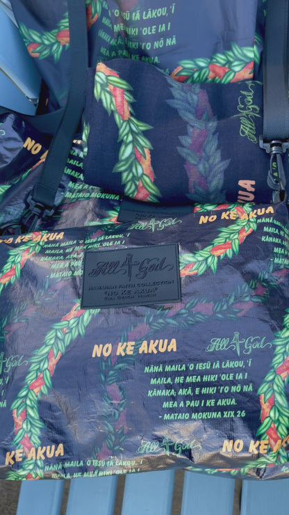 "Maile Ilima Medium Splashproof Crossbody Bag - 'No Ke Akua' Collection | Waterproof, Spacious & Symbolic | Explore 'With God All Things Are Possible' Scripture in 'Ōlelo Hawai’i.