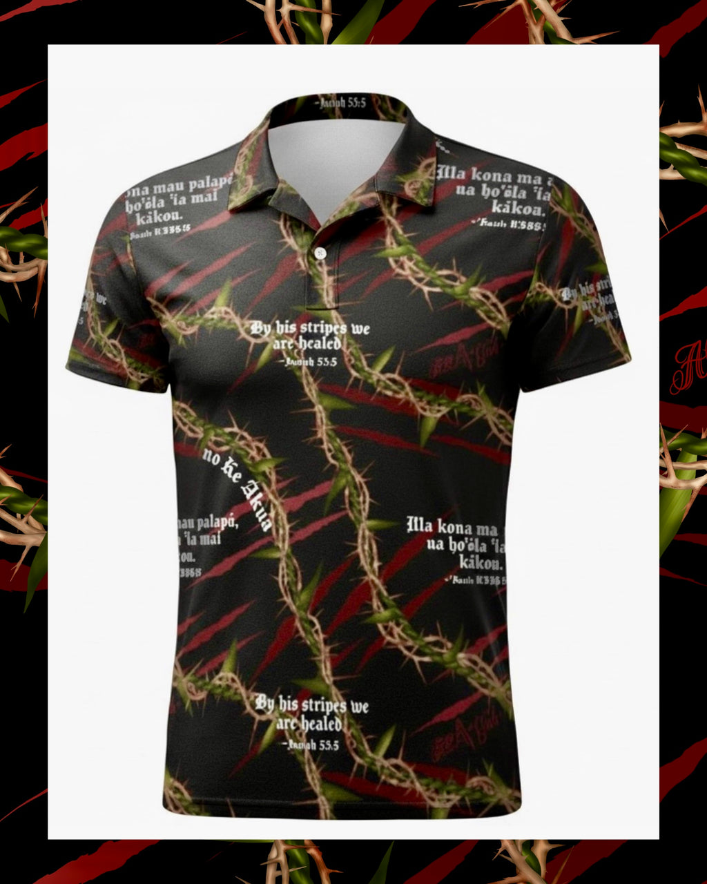 Men’s “By His Stripes We Are Healed” Polo | Hawaiian Ice Silk Stretch Polo